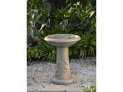 19.5 Light Brown Floral Motif Faux Stone Outdoor Patio Garden Birdbath Fountain