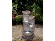 25.6 LED Lighted Multi Tier Faded Faux Stone Outdoor Patio Garden Water Fountain