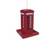 8.75 Fully Functional Anglophile Red British Telephone Booth Outdoor Bird Feeder