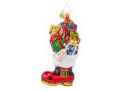Christopher Radko Glass Christmas Loot Boot Santa Ornament 1017862
