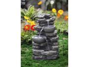 23.6 Stacked Rocks and Tiered Pots Outdoor Patio Garden Water Fountain