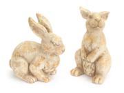 Pack of 2 Beige Terracotta Bunny Rabbit Garden Statue 2 Piece Sets 11.5