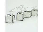 Set of 10 Pearlized White and Black Lantern Party Patio Christmas Lights White Wire