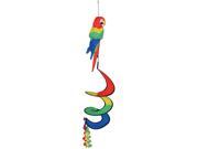 Club Pack of 12 All Weather Multi Colored Tropical Luau Parrot Wind Spinner Hanging Decorations 3.5