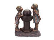 28.5 Antique Bronze Outdoor Patio Garden Children at the Drinking Spout Lighted Water Fountain
