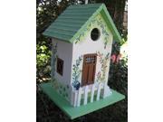 9.5 Fully Functional Green and White Garden Escape Cottage Outdoor Garden Birdhouse