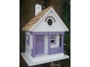 9.5 Fully Functional Lavender and White Heart and Rainbow Cottage Outdoor Garden Birdhouse