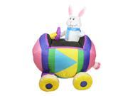 4 Inflatable Eater Bunny Driving an Egg Car Yard Art Decoration