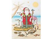 Pack of 10 Coastal Father Christmas Fine Art Embossed Deluxe Christmas Greeting Cards and Envelopes