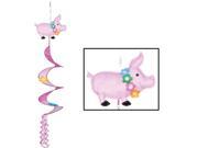 Club Pack of 12 Hawaiian Themed Luau Pig Wind Spinner Hanging Decorations 3.5
