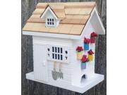 8 Fully Functional White Wood Flower Shed Outdoor Garden Birdhouse