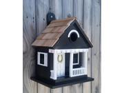9.5 Fully Functional Black and White Horseshoe Cottage Outdoor Garden Birdhouse