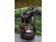 27.4 LED Lighted Tree Trunk and Tiered Urns Outdoor Patio Garden Water Fountain