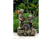 26.5 Whimsical Boy and Girl Bronze Finish Outdoor Patio Garden Water Fountain