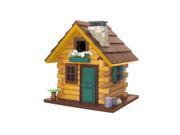10.5 Country Cabin Fully Functional Brown Green Outdoor Garden Birdhouse