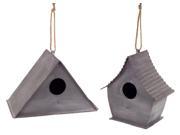 Pack of 4 Gray Galvanized Hanging Bird Houses 14