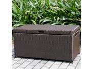 40 Espresso Brown Resin Wicker Outdoor Patio Garden Hinged Lidded Storage Deck Box