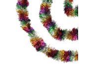 50 Festive Shiny Rainbow Colored Christmas Foil Tinsel Garland Unlit 8 Ply