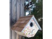 8.25 Fully Functional Blue and Pink Nuthatch with Peach Blossom s Outdoor Garden Birdhouse