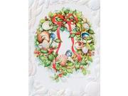 Pack of 10 Sea Shore Wreath Fine Art Embossed Deluxe Christmas Greeting Cards and Envelopes
