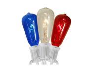 Set of 10 Transparent Red Blue and Clear ST40 Edison Style 4th of July Christmas Lights White Wire