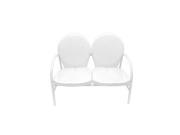 White Retro Metal Tulip 2 Seat Double Chair