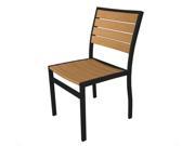 33.5 Outdoor Patio Dining Chair Natural Teak Brown with Black Frame