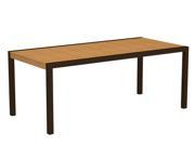 73 Outdoor Patio Dining Table Natural Teak Brown with Bronze Frame