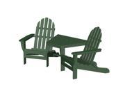 Recycled Outdoor Double Adirondack Chair Table Set Forest Green