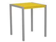 42 Outdoor Recycled Earth Friendly Bar Table Lemon Yellow with Silver Frame