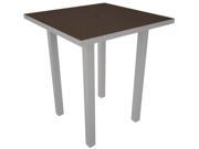 36 Recycled Earth Friendly Square Bar Table Mahogany with Silver Frame