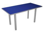 72 Recycled Earth Friendly Patio Counter Table Pacific Blue with Silver Frame