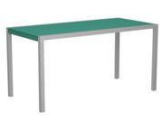 73 Outdoor Recycled Earth Friendly Dinner Table Aruba Green with Silver Frame