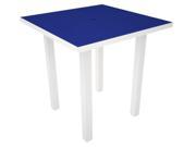 37 Recycled Earth Friendly Patio Counter Table Pacific Blue with White Frame