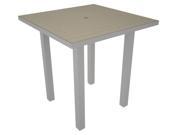 37 Recycled Earth Friendly Patio Counter Table Sand Brown with Silver Frame