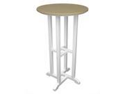 Recycled Earth Friendly Outdoor Patio Bistro Bar Table White and Khaki