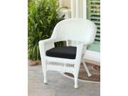 36 White Resin Wicker Outdoor Patio Garden Chair with Black Cushion