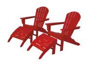Recycled Earth Friendly 4 Piece Patio Adirondack Chair Set Sunset Red