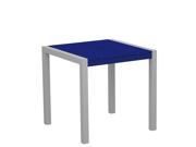 30 Recycled Earth Friendly Outdoor Bistro Table Blue with Silver Frame