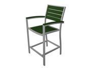 41 Earth Friendly Recycled Patio Counter Chair Green with Silver Frame