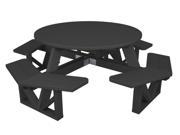 89 Recycled Earth Friendly Outdoor Round Picnic Table w Benches Slate Gray