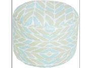 20 Blue and Green Mint Wrapped Leaves Round Outdoor Patio Pouf Ottoman