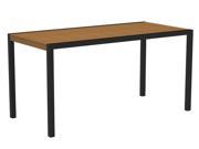 73 Outdoor Patio Dinner Table Natural Teak Brown with Black Frame