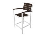 Recycled European Outdoor Counter Arm Chair Chocolate Brown with White Frame