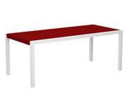 73 Outdoor Recycled Earth Friendly Dining Table Sunset Red with White Frame