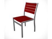 33.5 Earth Friendly Recycled Patio Dining Chair Sunset Red with Silver Frame