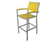 46 Earth Friendly Recycled Outdoor Bar Chair Lemon Yellow with Silver Frame