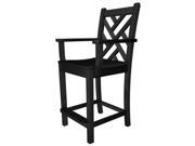 41.75 Recycled Earth Friendly Outdoor Patio Counter Arm Chair Black
