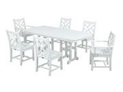 Recycled Earth Friendly 7 Piece Outdoor Table and Chairs Dining Set White