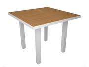 36 Outdoor Patio Square Dining Table Natural Teak Brown with White Frame
